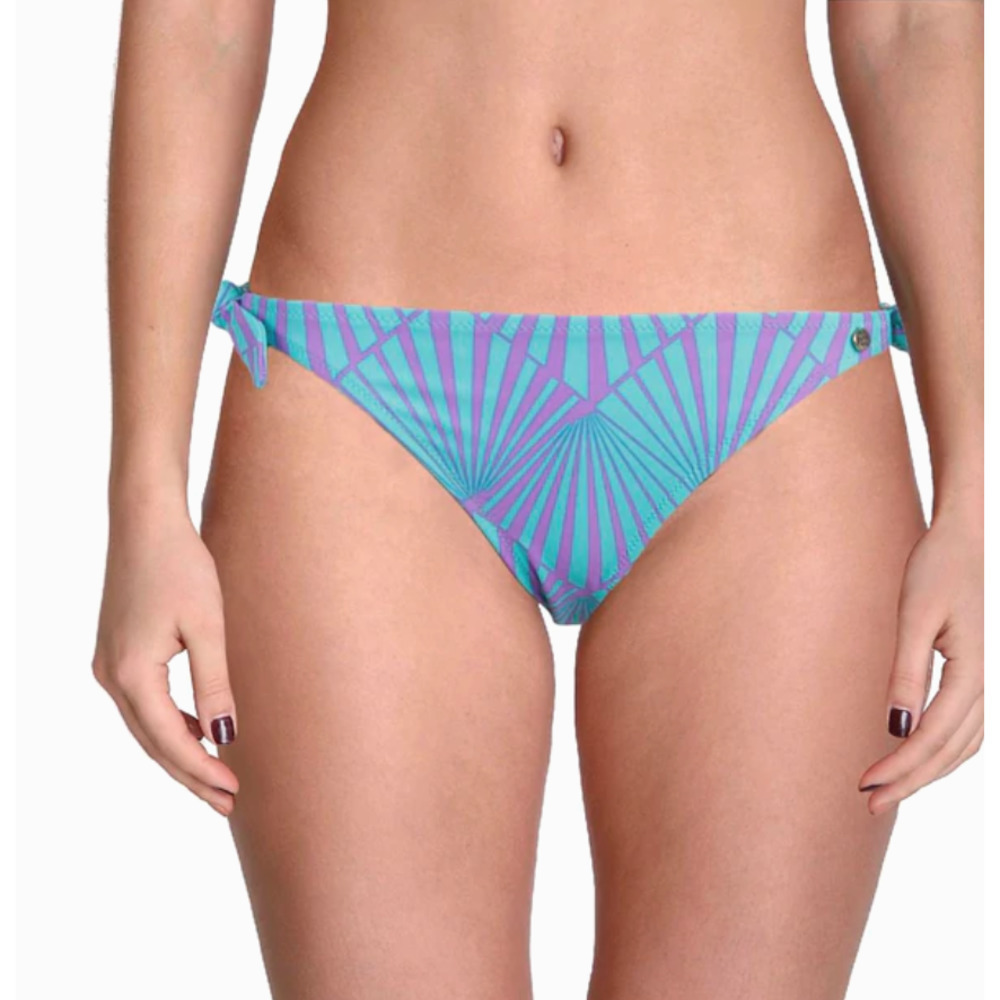 NWT RAISINS Purple Green Geometric Print Cheeky Stringer Bikini Bottoms Small